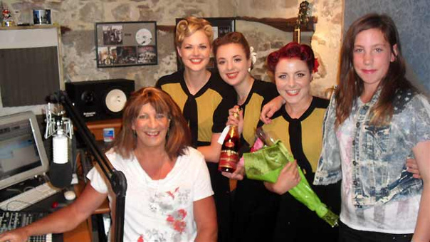 Joanne with daughter Hannah and the Three Belles